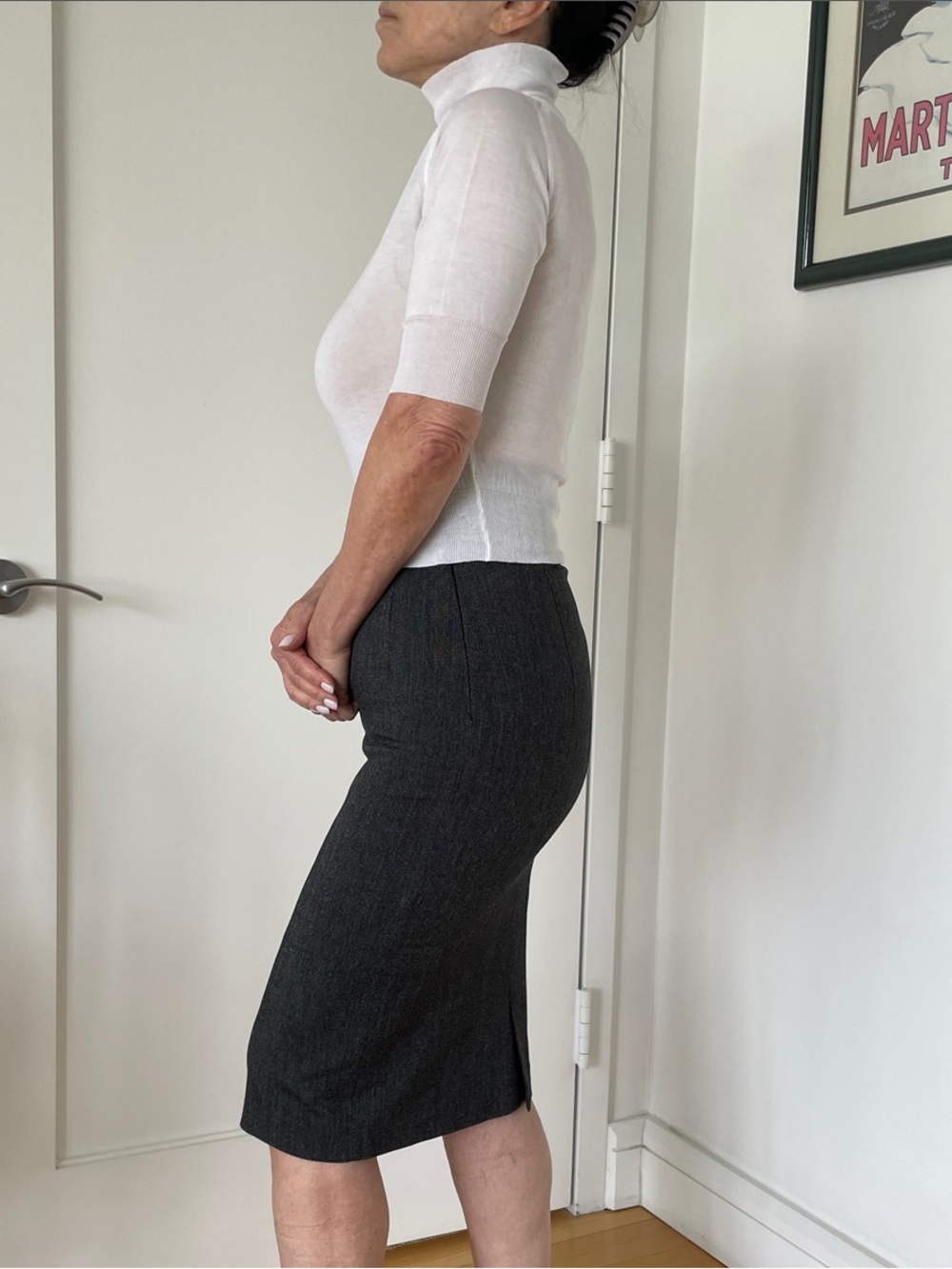 High-Rise Charcoal Pencil Skirt